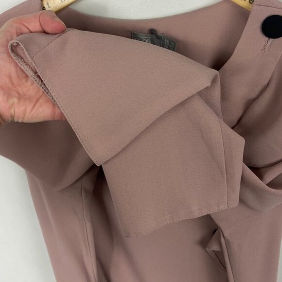 NWT ASOS Blush Pink Ruffle Front Button Down Dress Size 12 New W Tags Shift Boho - Picture 4 of 13